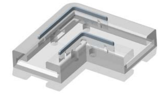 Соединитель жесткий пластиковый прозрачный для ленты COB 10 мм, лента-лента L-поворот (5 шт)