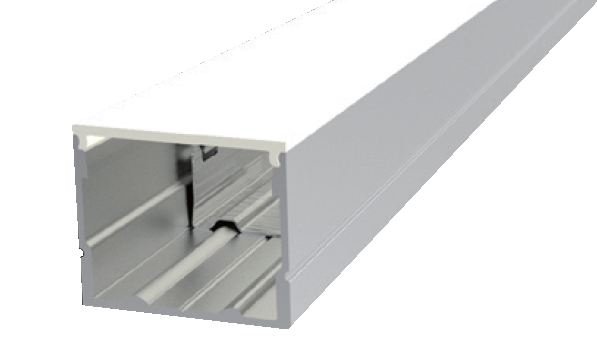 Профиль алюминиевый для LED ленты AC230V накладной 2440х20х20 мм (максимальная ширина ленты 14,9 мм) c рассеивателем опал и комплектом стальных монтажных скоб (8 шт.)