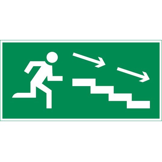 Пиктограмма ПО ЛЕСТНИЦЕ ВНИЗ ВПРАВО 180х90мм для аварийно-эвакуационного светильника Compact