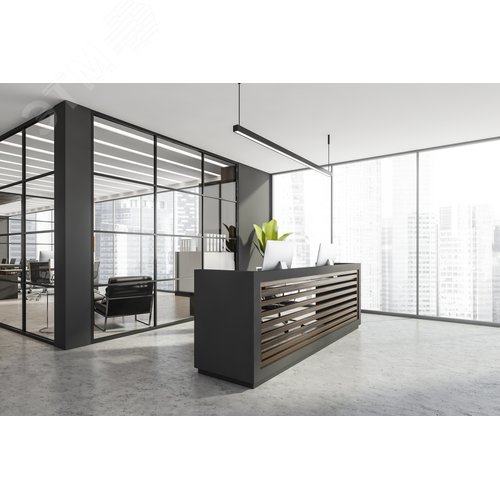 Светильник светодиодный Angusta 1505x35x45мм накладной 52 Вт 3000 К IP40 RAL9005 черный муар с рассеивателем опал аварийный автономный постоянного действия - фото 5