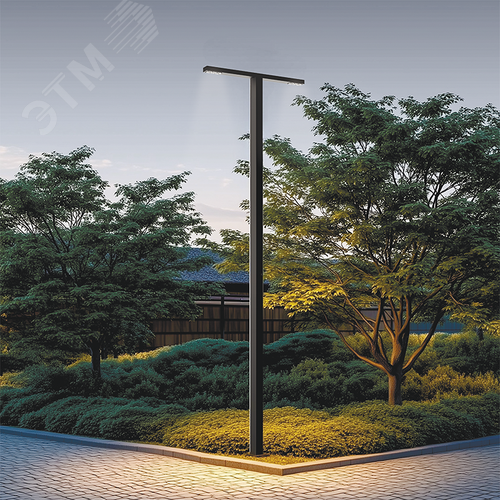 Система осветительная парковый Glight T 2x60 Вт Road 4000 К RAL9005 черный 6000 мм - фото 5