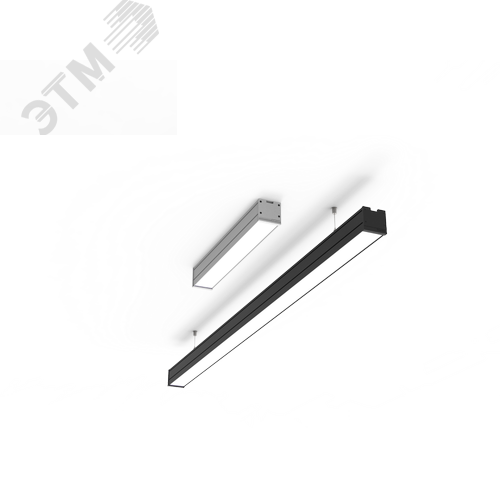 Светильник светодиодный Mercury Pro подвесной 21 Вт 3000 К 1507х65х65 мм IP54 RAL9005 черный муар с рассеивателем опал подвес 2м БАП - фото 2