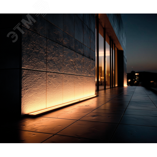 Светильник архитектурный Plint Line XS 24В 1010х65мм 15 Вт 3000 К RAL9005 черный 45град - фото 2