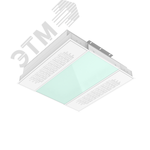 Изображение товара Светильник светодиодный ДВО-30Вт с UV-блоком встраиваемый 595x595x126 мм 6500К IP54 с защитным силикатным стеклом ди ммируемый DALI (шт)