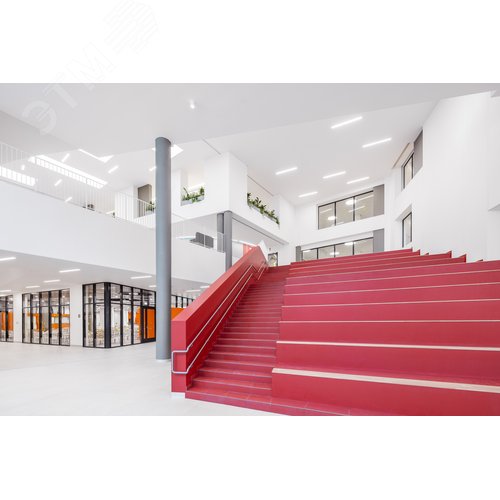 Светильник светодиодный X-line 2 м 62 Вт Up&Down одиночный подвесной 1995x63x100 мм IP40 RAL9003 белый муар Tunable White (3000-6500K) с рассеивателем PRISM с декоративным проводом 2 м и комплектом подвесов 2 м диммируемый по протоколу DALI - фото 2