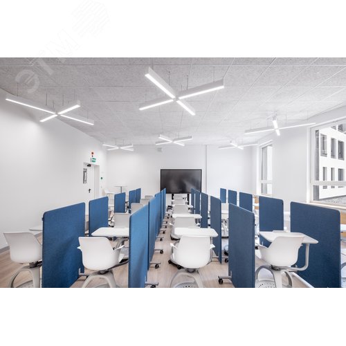 Светильник светодиодный X-line 2 м 62 Вт Up&Down одиночный подвесной 1995x63x100 мм IP40 RAL9003 белый муар Tunable White (3000-6500K) с рассеивателем PRISM с декоративным проводом 2 м и комплектом подвесов 2 м диммируемый по протоколу DALI - фото 3