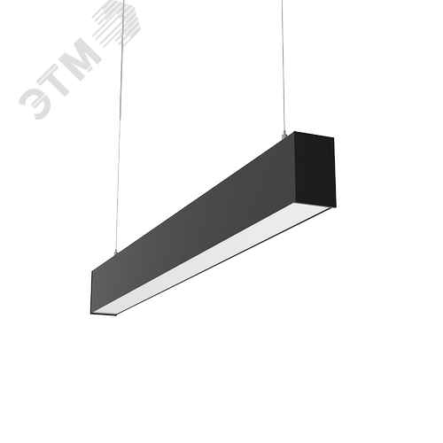 Светильник светодиодный X-line 1 м 20 Вт одиночный подвесной1003x63x100 мм IP40 RAL9005 черный муар Tunable White (3000-6500K) с рассеивателем OPAL с декоративным проводом 2 м и комплектом подвесов 2 м диммируемый по протоколу DALI - фото 1