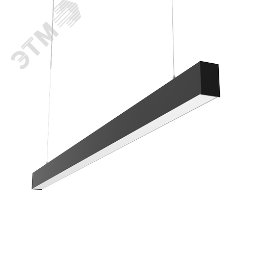 Светильник светодиодный X-line 2 м 60 Вт одиночный подвесной 1995x63x100 мм IP40 RAL9005 черный муар Tunable White (3000-6500K) с рассеивателем OPAL с декоративным проводом 2 м и комплектом подвесов 2 м диммируемый по протоколу DALI - фото 1