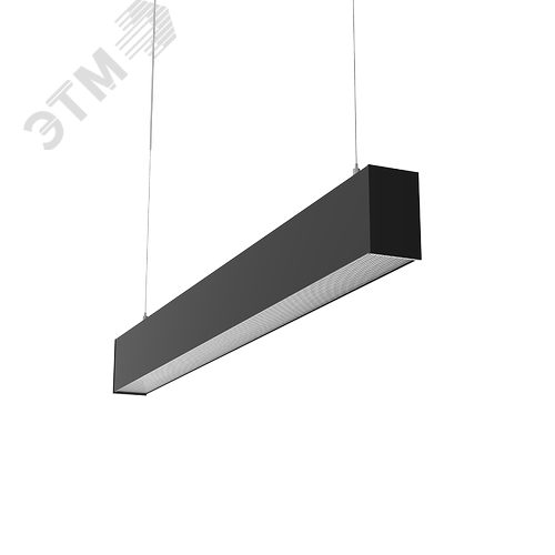 Светильник светодиодный X-line 1 м 30 Вт одиночный подвесной1003x63x100 мм IP40 RAL9005 черный муар Tunable White (3000-6500K) с рассеивателем PRISM с декоративным проводом 1 м и комплектом подвесов 1 м диммируемый по протоколу DALI аварийный ав - фото 1