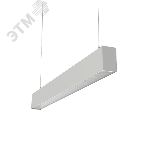 Светильник светодиодный X-line 1 м 30 Вт одиночный подвесной1003x63x100 мм IP40 RAL9003 белый муар Tunable White (3000-6500K) с рассеивателем PRISM с декоративным проводом 1 м и комплектом подвесов 1 м диммируемый по протоколу DALI аварийный авт - фото 1