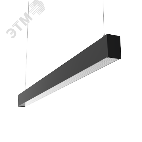 Светильник светодиодный X-line 1,5 м 30 Вт одиночный подвесной 1499x63x100 мм IP40 RAL9005 черный муар Tunable White (3000-6500K) с рассеивателем PRISM с декоративным проводом 2 м и комплектом подвесов 2 м диммируемый по протоколу DALI - фото 1