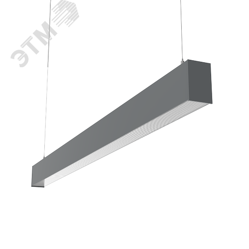 Светильник светодиодный X-line 1,5 м 45 Вт одиночный подвесной 1499x63x100 мм IP40 RAL7045 серый муар Tunable White (3000-6500K) с рассеивателем PRISM с декоративным проводом 2 м и комплектом подвесов 2 м диммируемый по протоколу DALI аварийный - фото 1