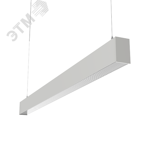 Светильник светодиодный X-line 1,5 м 45 Вт одиночный подвесной 1499x63x100 мм IP40 RAL9003 белый муар Tunable White (3000-6500K) с рассеивателем PRISM с декоративным проводом 2 м и комплектом подвесов 2 м диммируемый по протоколу DALI - фото 1