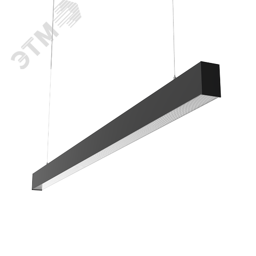 Светильник светодиодный X-line 2 м 40 Вт одиночный подвесной 1995x63x100 мм IP40 RAL9005 черный муар Tunable White (3000-6500K) с рассеивателем PRISM с декоративным проводом 2 м и комплектом подвесов 2 м диммируемый по протоколу DALI аварийный а - фото 1