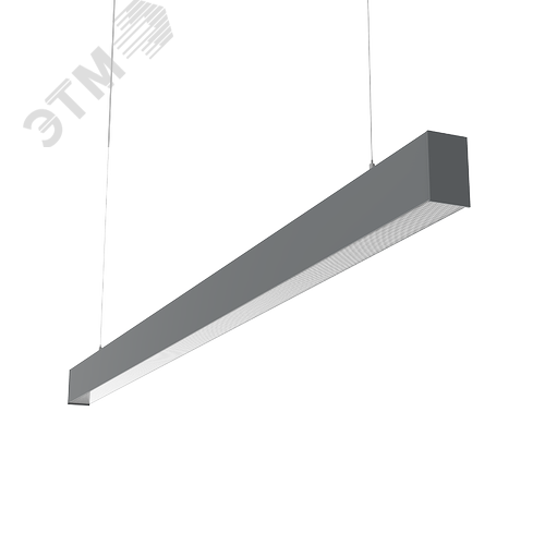 Светильник светодиодный X-line 2 м 60 Вт одиночный подвесной 1995x63x100 мм IP40 RAL7045 серый муар Tunable White (3000-6500K) с рассеивателем PRISM с декоративным проводом 2 м и комплектом подвесов 2 м диммируемый по протоколу DALI аварийный ав - фото 1