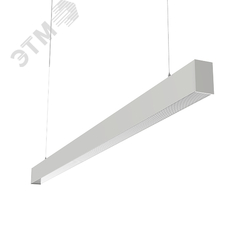 Светильник светодиодный X-line 2 м 60 Вт одиночный подвесной 1995x63x100 мм IP40 RAL9003 белый муар Tunable White (3000-6500K) с рассеивателем PRISM с декоративным проводом 2 м и комплектом подвесов 2 м диммируемый по протоколу DALI - фото 1