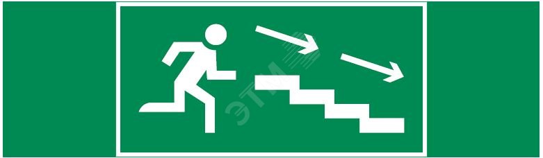 Пиктограмма ПО ЛЕСТНИЦЕ ВНИЗ ВПРАВО 310х90мм для аварийно-эвакуационного светильника Basic IP65