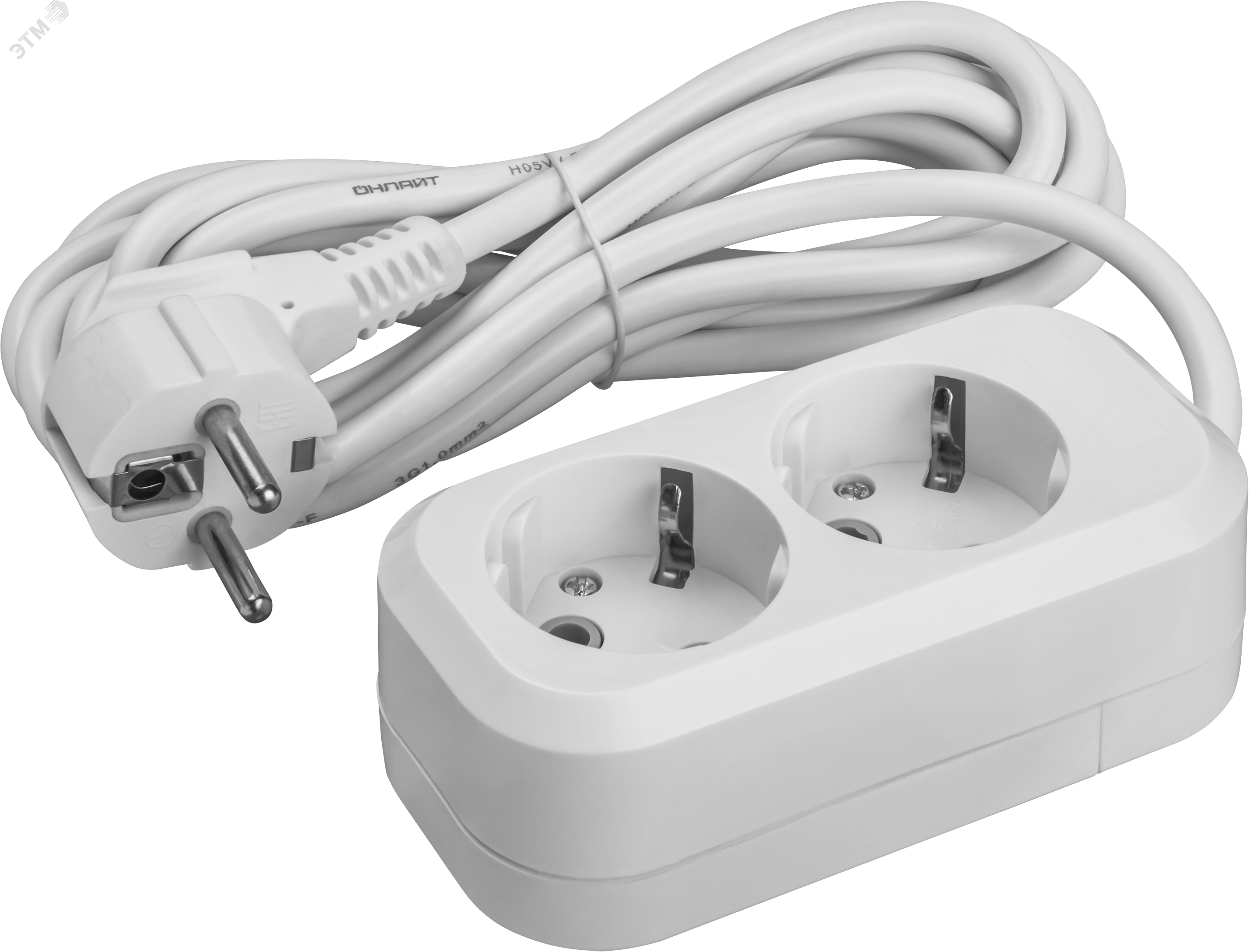 Изображение товара Бытовой удлинитель OPE-S-02-200-E-3x1 с заземлением 2 розетки 250 В 16 А