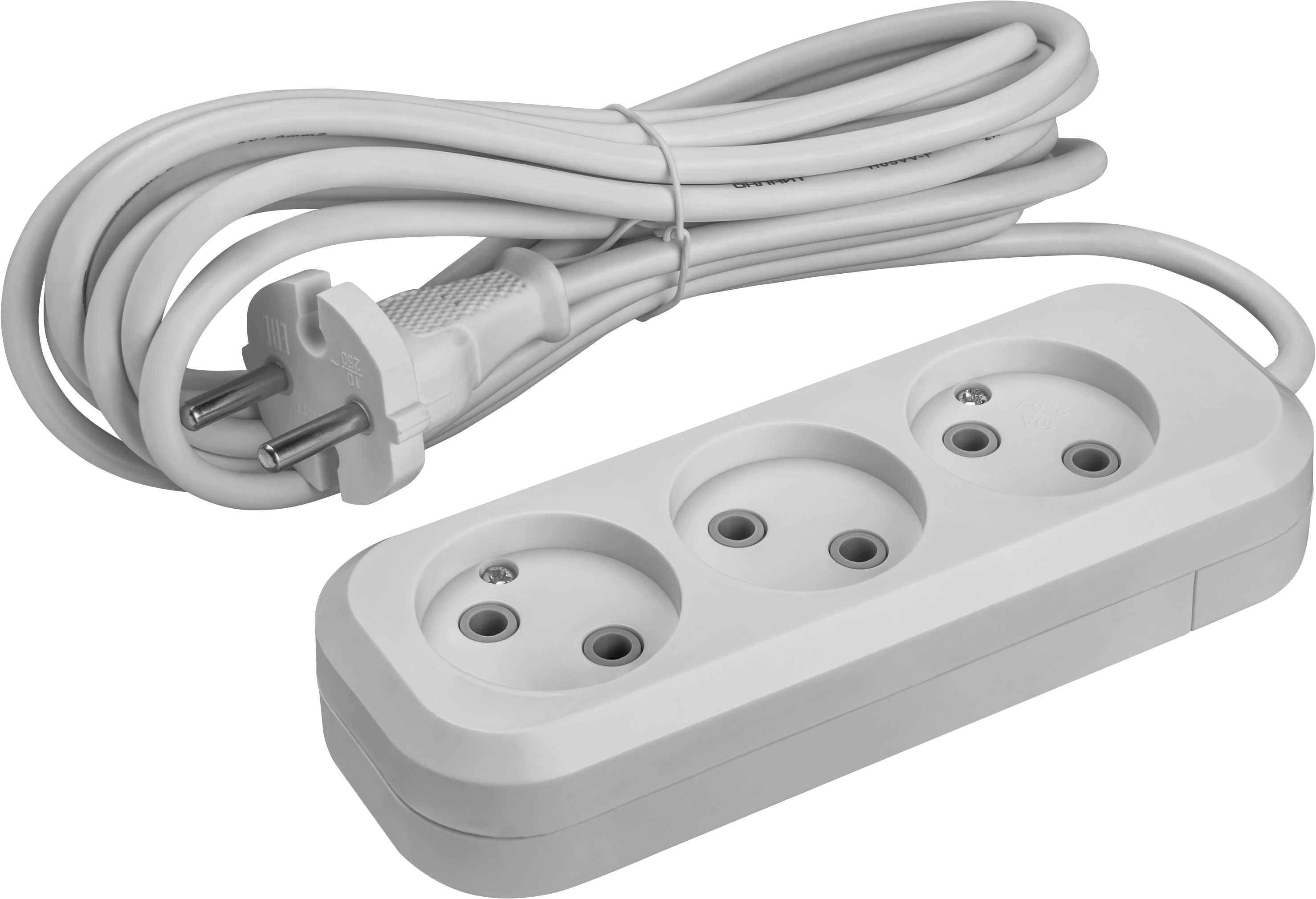 Удлинитель бытовой OPE-S-03-300-X-2x1 без заземления 3 розетки 3м ПВС 2х1 2200 Вт