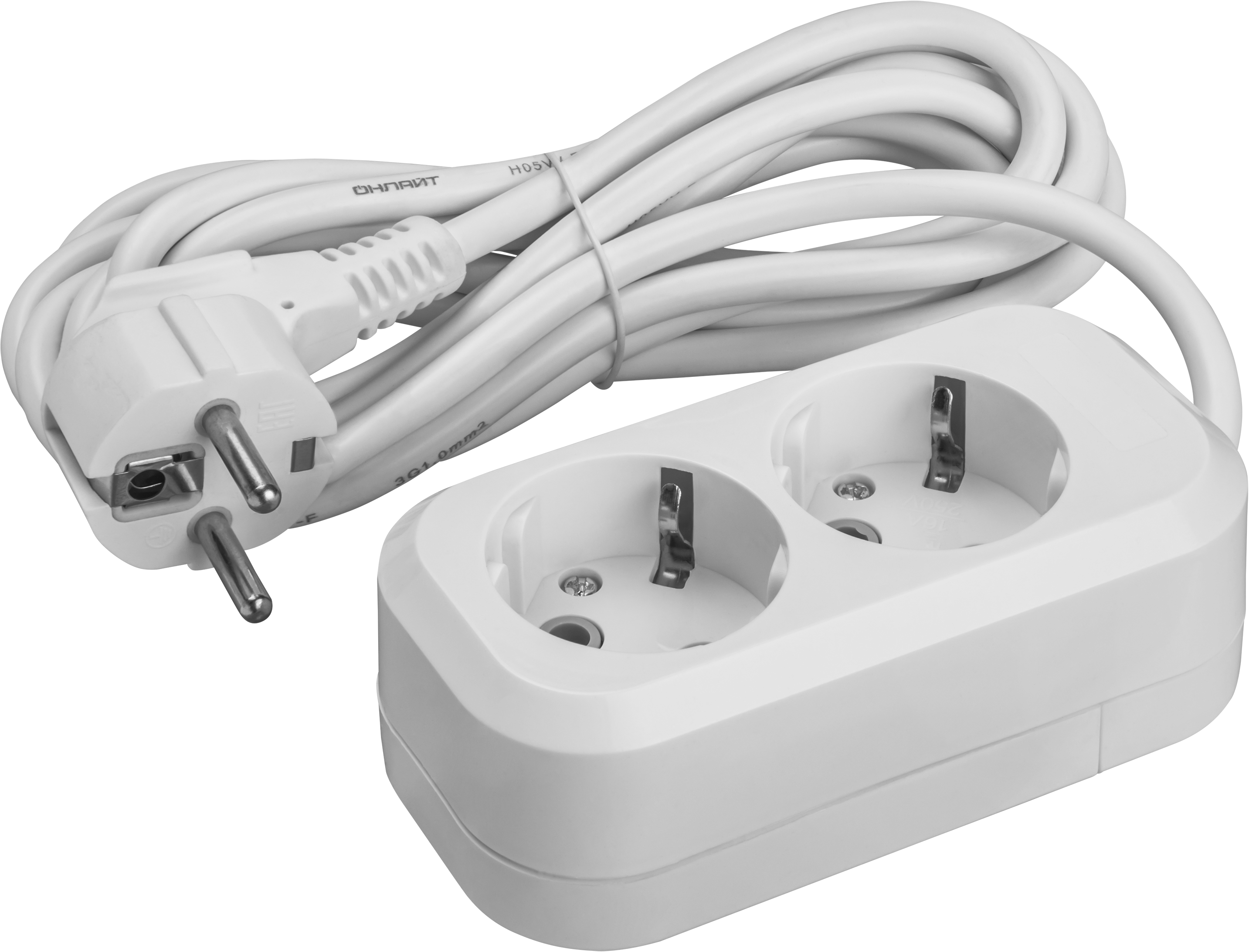 Удлинитель бытовой OPE-S-02-300-E-3x1 с заземлением 2 розетки 3м ПВС 3х1 3500 Вт
