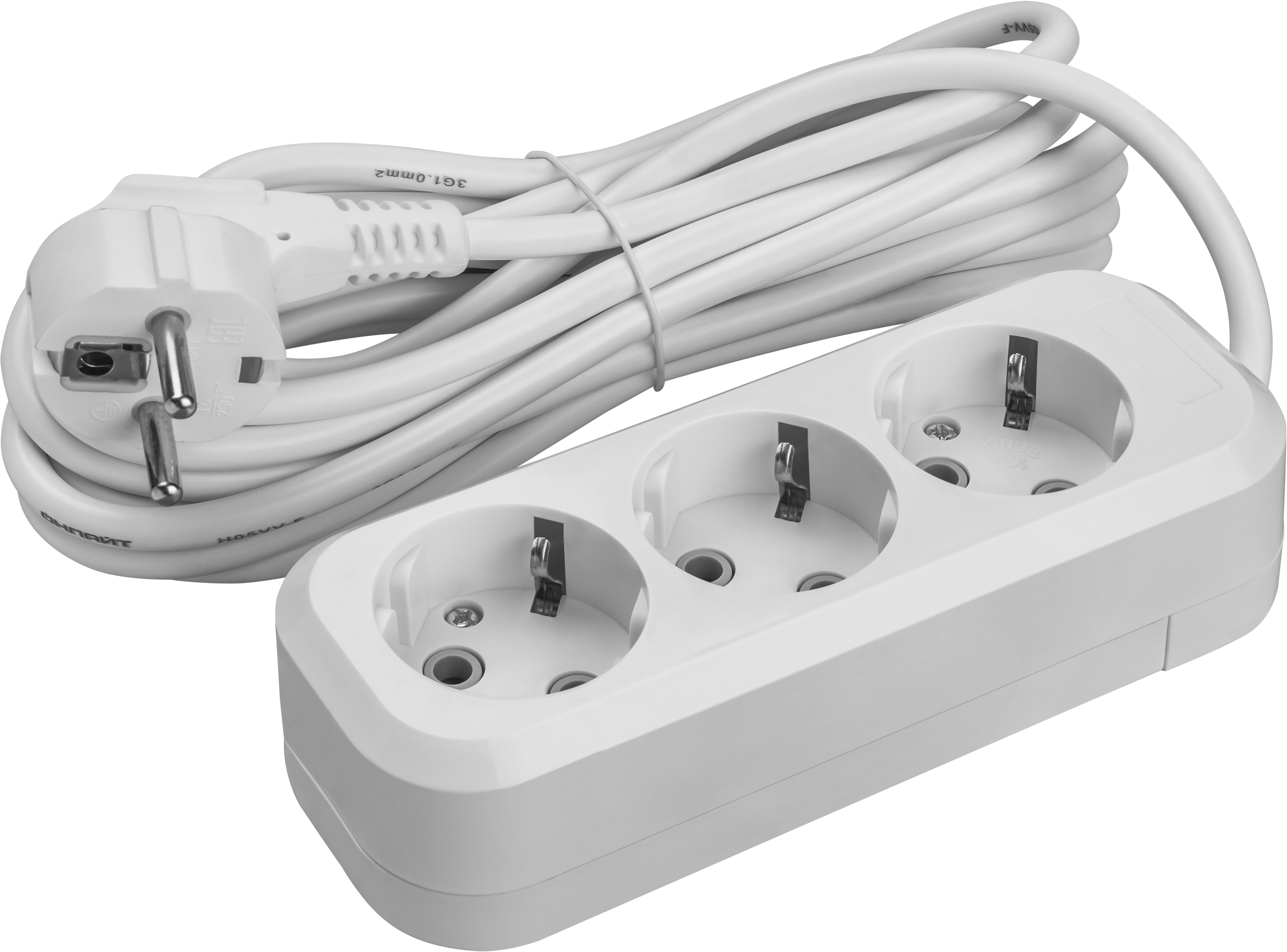 Удлинитель бытовой OPE-S-03-150-E-3x1 с заземлением 3 розетки 1,5м ПВС 3х1 3500 Вт