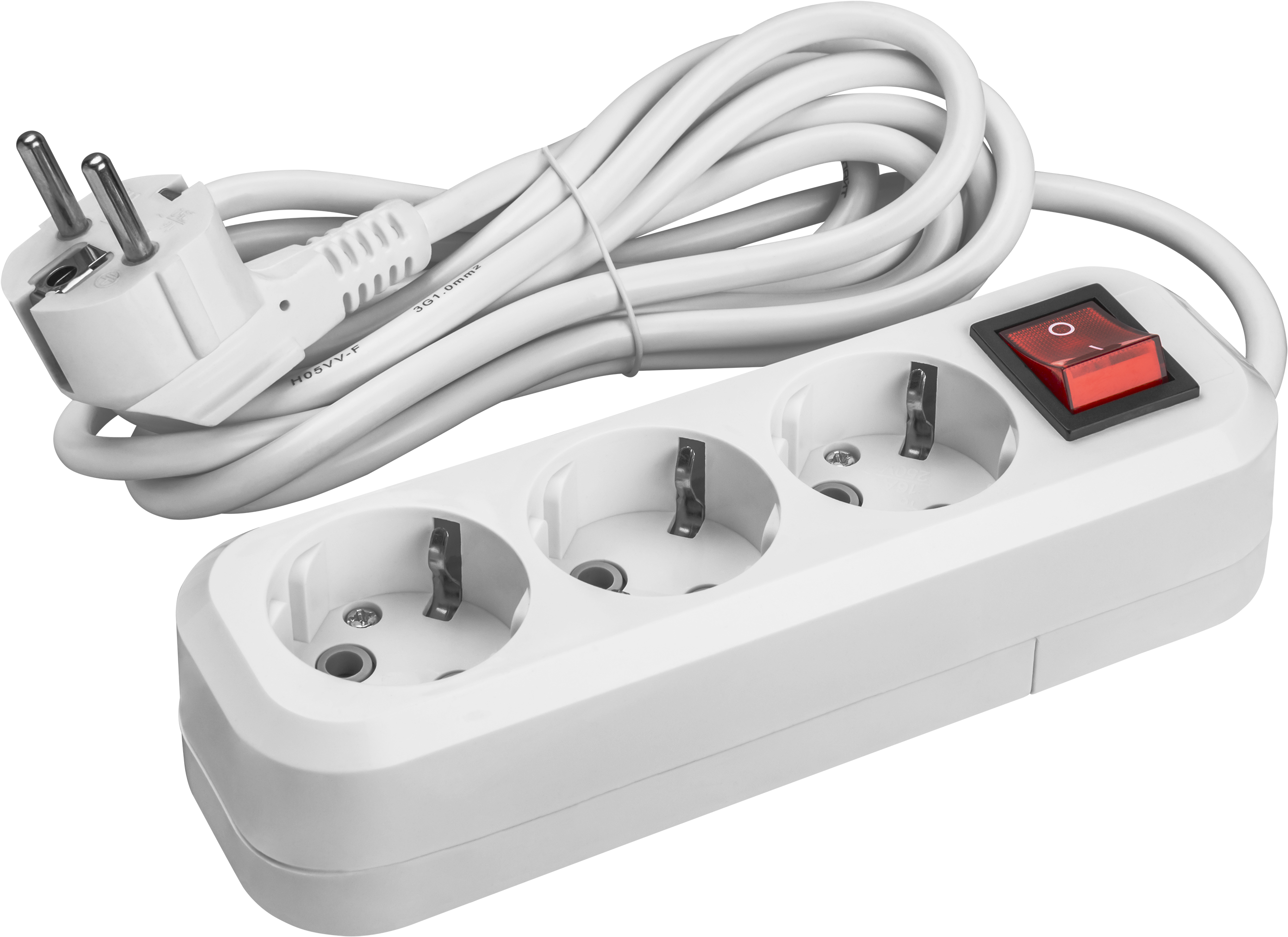 Удлинитель бытовой OPE-S-03-500-ESC-3x1 с заземлением с выключателем 3 розетки 5м ПВС 3х1 3500 Вт