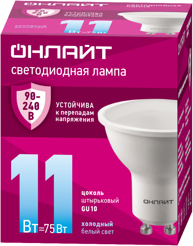 Лампа светодиодная 11 Вт OLL-PAR16-11-230-6.5K-GU10 PRO 90-240В