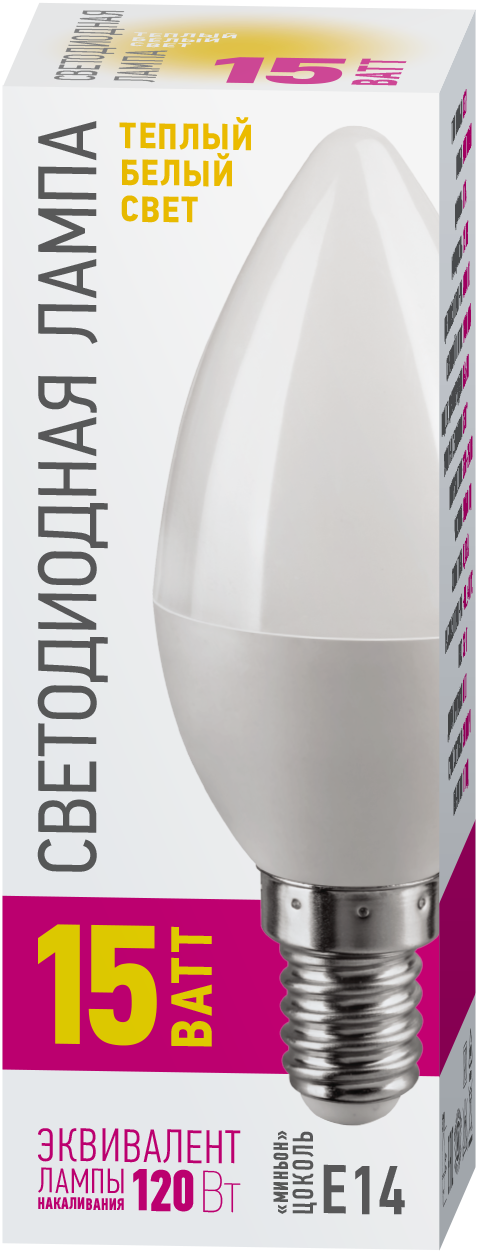 Лампа светодиодная 15 Вт OLL-C37-15-230-2.7K-E14-PROMO