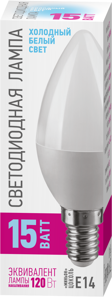 Лампа светодиодная 15 Вт OLL-C37-15-230-6.5K-E14-PROMO