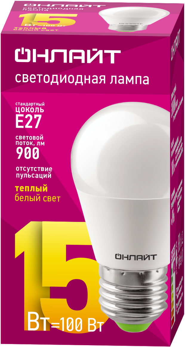 Лампа светодиодная 15 Вт OLL-G45-15-230-2.7K-E27-FR