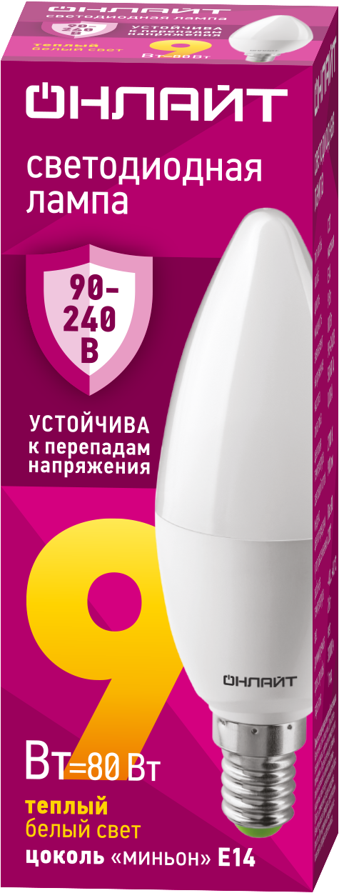 Лампа светодиодная 9 Вт OLL-C37-9-230-2.7К-E14-FR