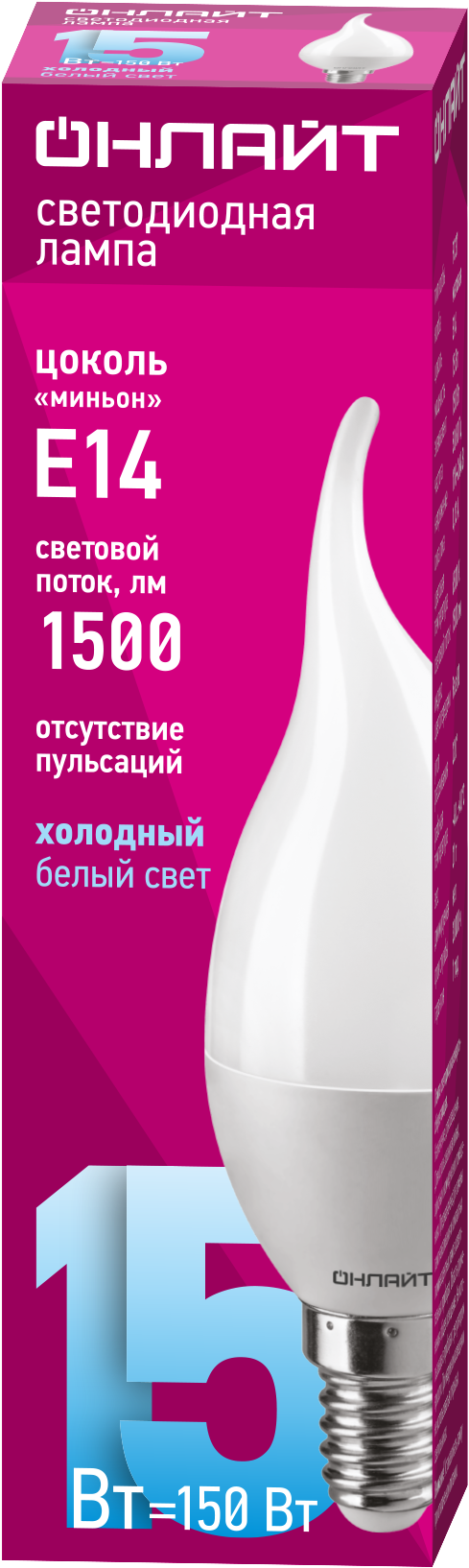 Лампа светодиодная 15 Вт OLL-FC37-15-230-6.5K-E14-FR