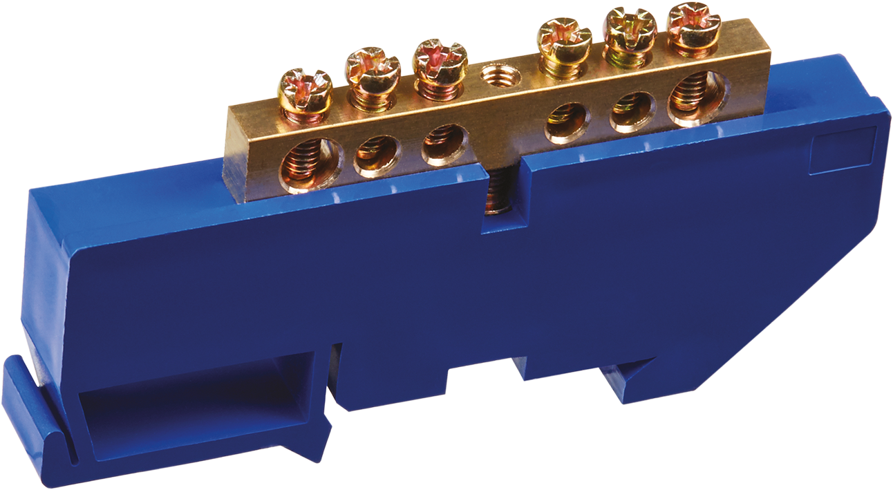 Шина «N» нулевая на DIN-изоляторе синий OBB-M69-6D-B