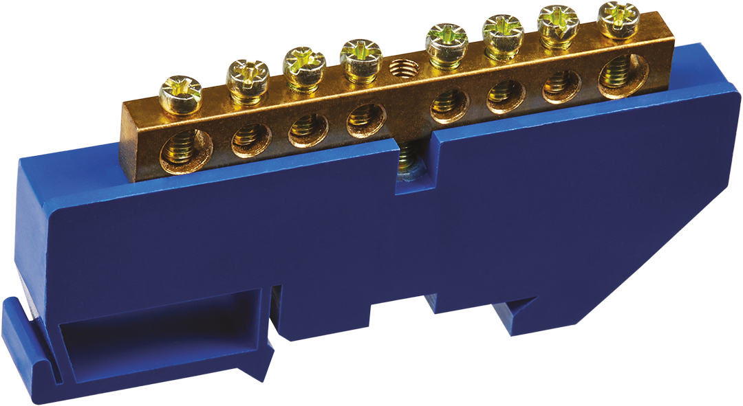 Шина «N» нулевая на DIN-изоляторе синий OBB-M69-8D-B
