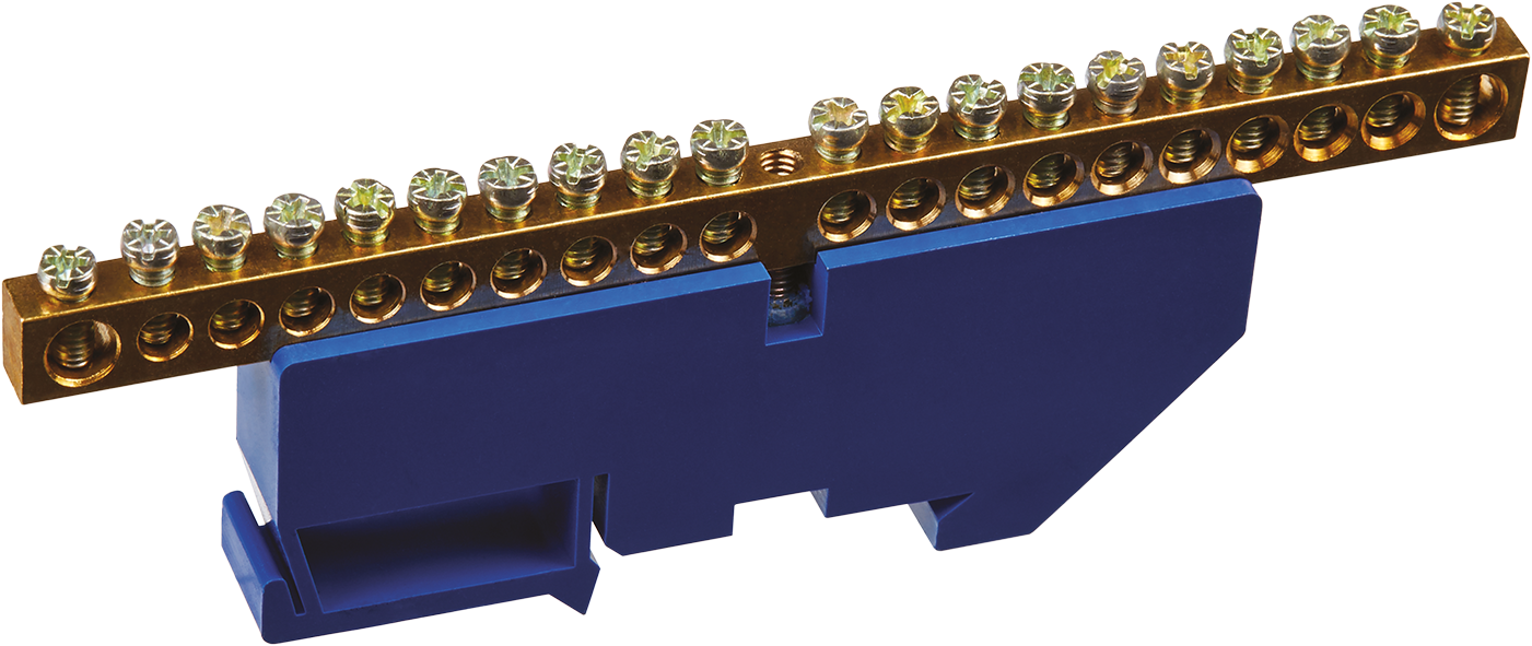 Шина «N» нулевая на DIN-изоляторе синий OBB-M69-20D-B