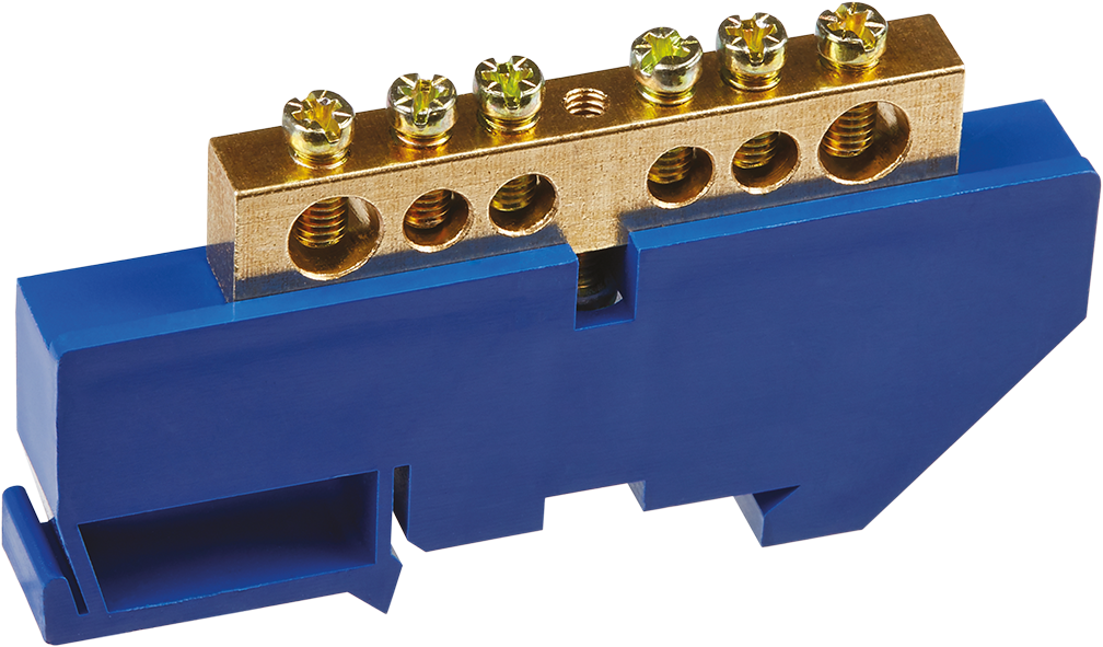 Шина «N» нулевая на DIN-изоляторе синий OBB-M812-6D-B