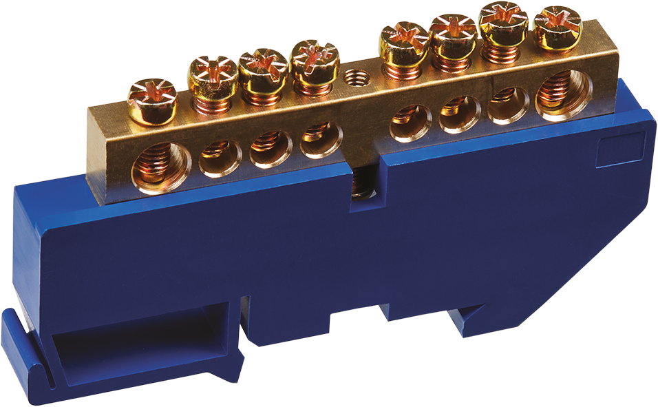 Шина «N» нулевая на DIN-изоляторе синий OBB-M812-8D-B