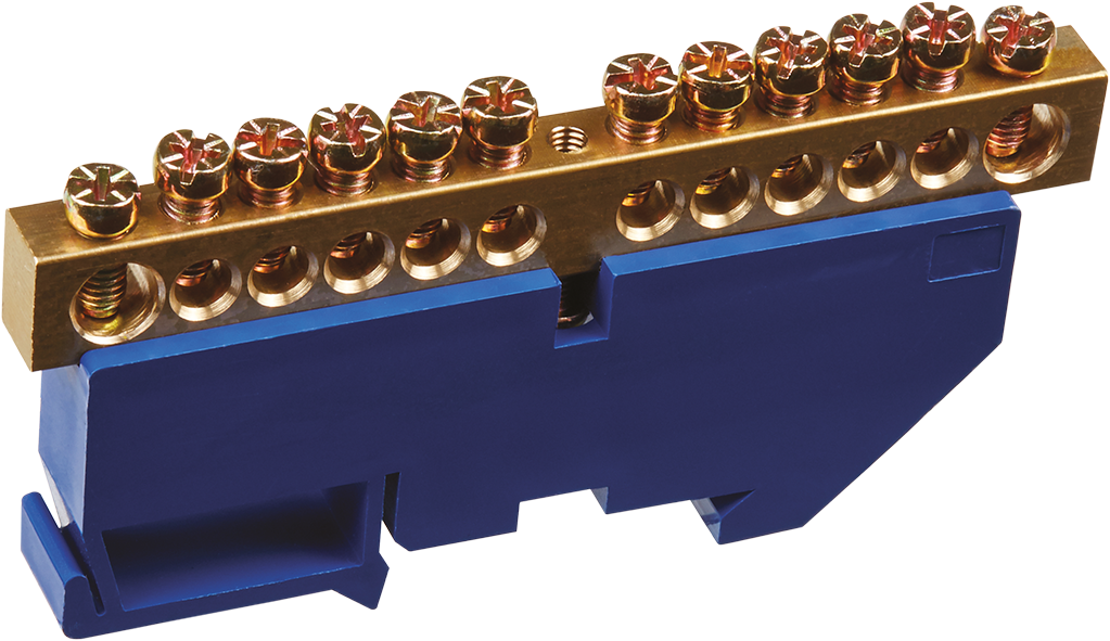 Шина «N» нулевая на DIN-изоляторе синий OBB-M812-12D-B