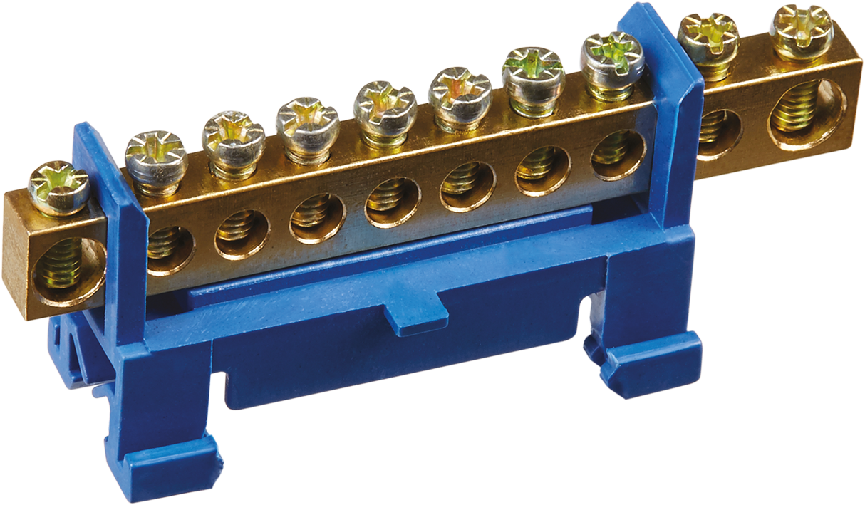 Шина «N» нулевая на DIN-изоляторе типа «Стойка» синий OBB-M69-10P-B