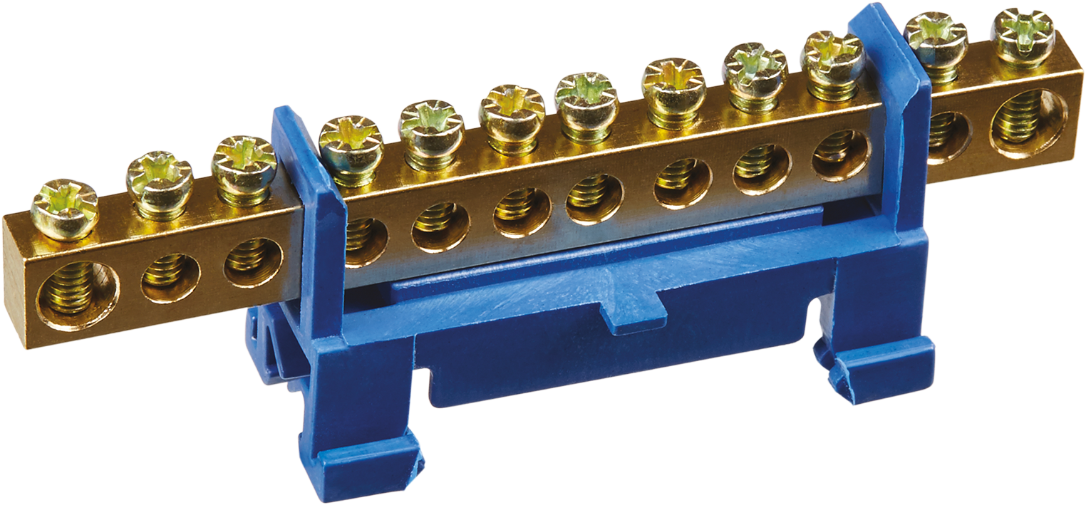 Шина «N» нулевая на DIN-изоляторе типа «Стойка» синий OBB-M69-12P-B