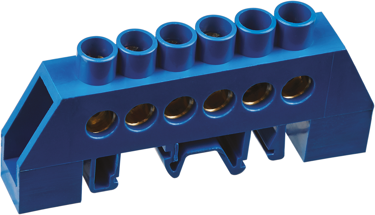 Шина «N» нулевая в комбинированном DIN-изоляторе типа «Стойка» синий OBB-I812-6DP-B