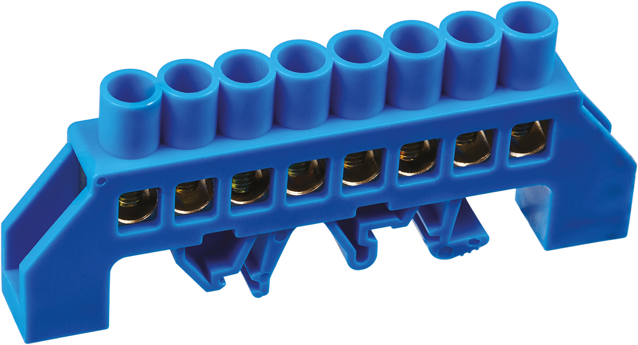 Шина «N» нулевая в комбинированном DIN-изоляторе типа «Стойка» синий OBB-I812-8DP-B