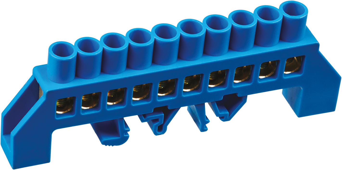 Шина «N» нулевая в комбинированном DIN-изоляторе типа «Стойка» синий OBB-I812-10DP-B