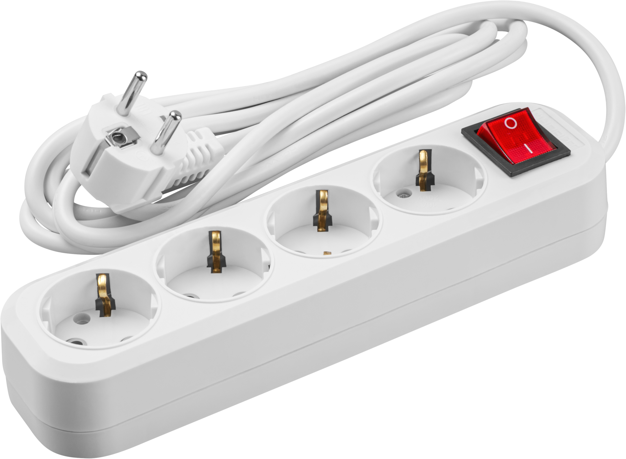 Удлинитель бытовой OPE-S-04-200-ESC-3x1 с заземлением с выключателем 4 розетки 2м ПВС 3х1 3500Вт