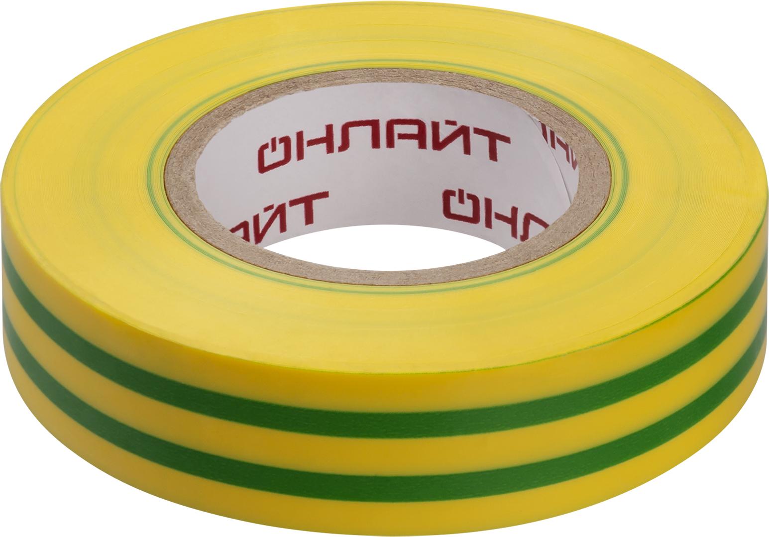 Изолента ПВХ OIT-B19-20-YG желто-зеленая 19мм 20м ОНЛАЙТ