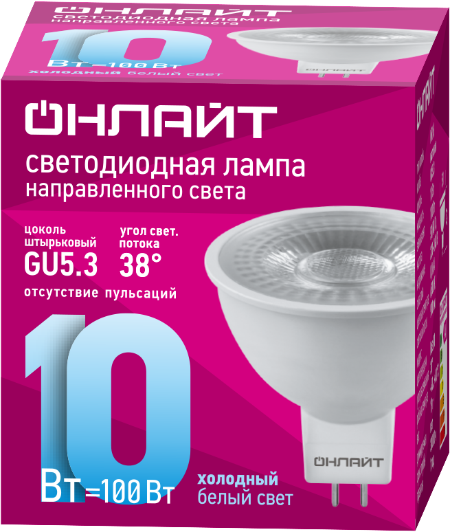 Лампа светодиодная 10Вт OLL-MR16-10-230-6.5K-GU5.3-38D