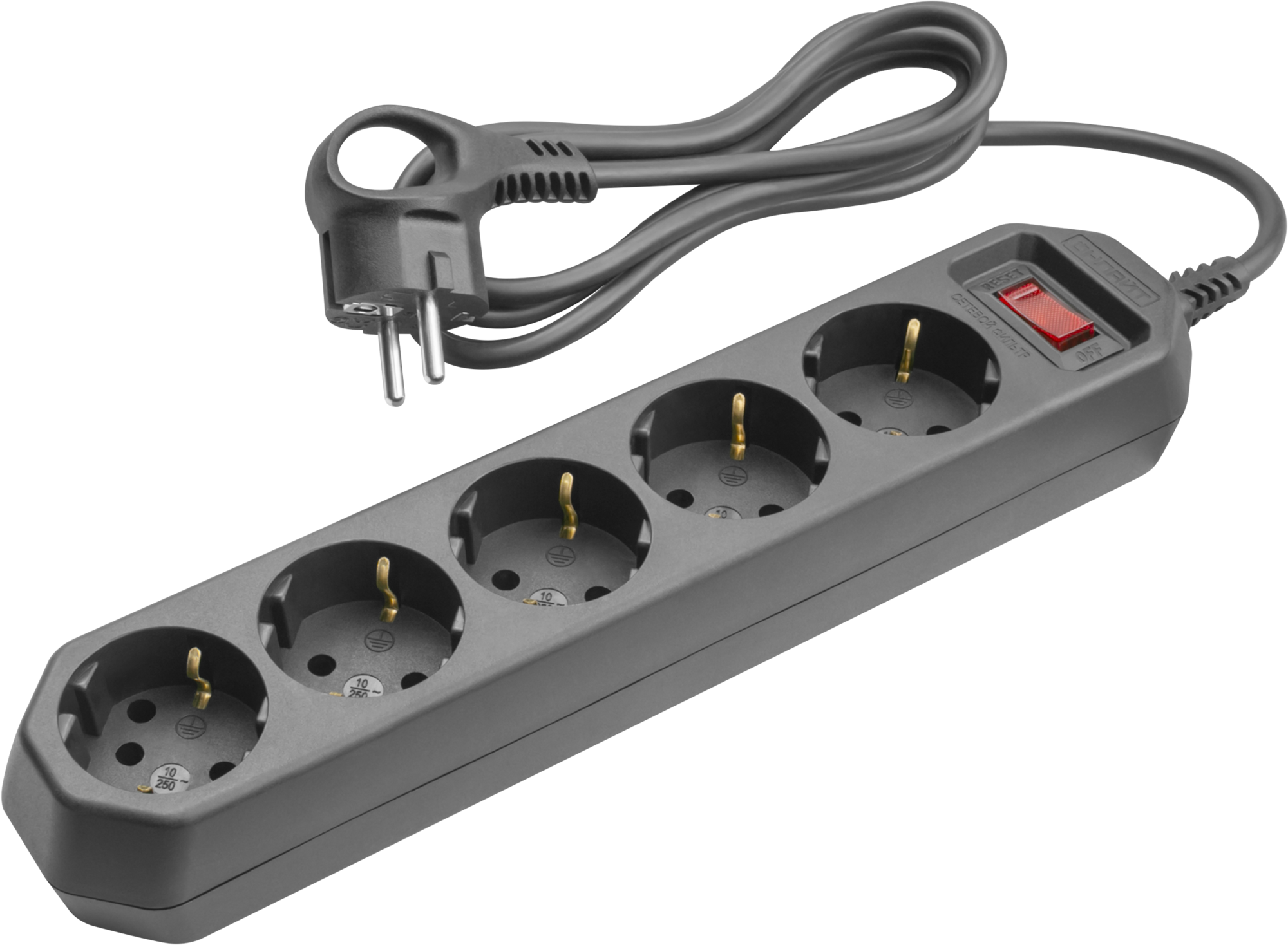 Сетевой фильтр OSP-05-300-ESC-3x0.75-BL 5 розеток 3м ПВС 3х0,75 2200Вт с заземлением с выключателем черный