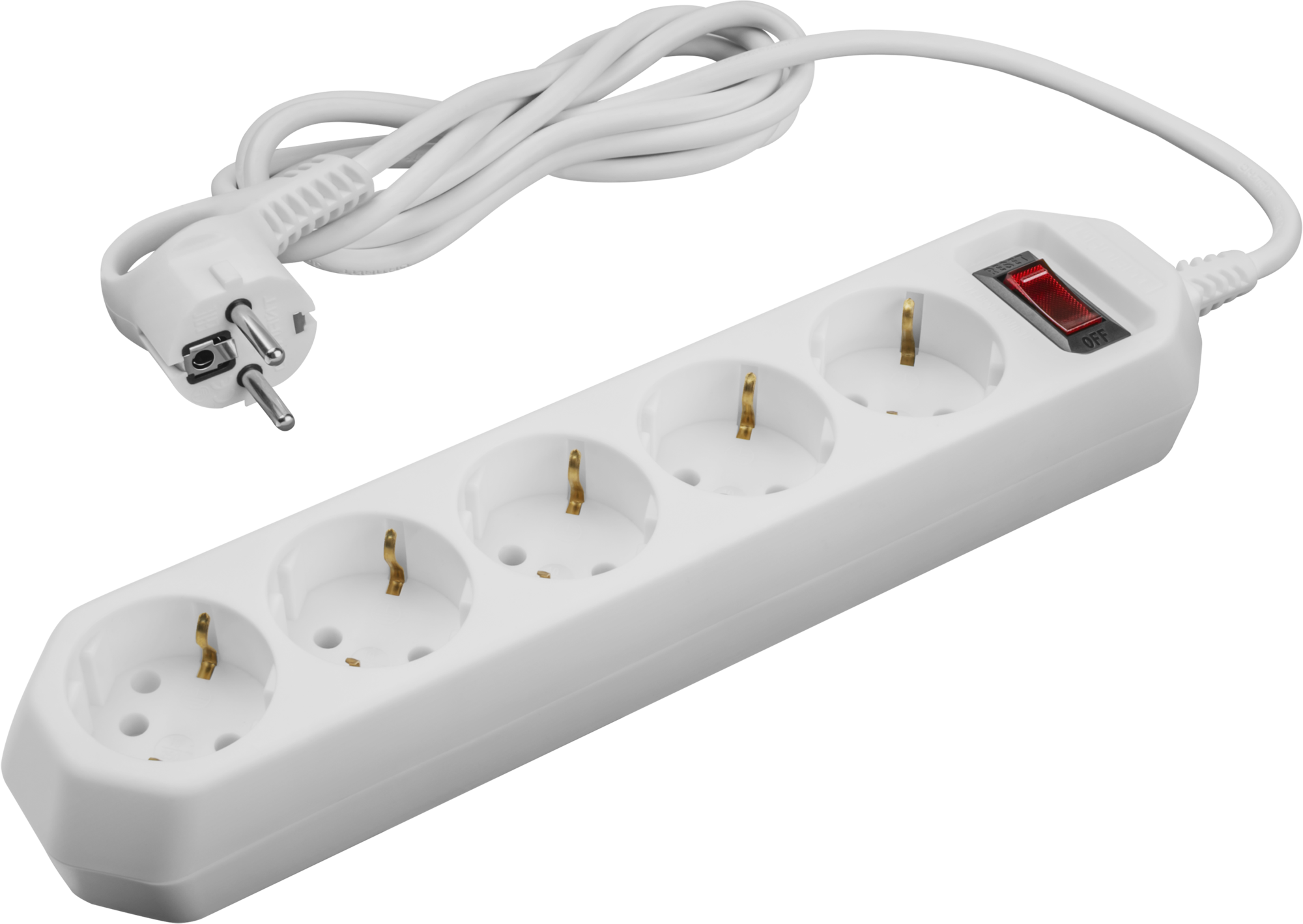 Сетевой фильтр OSP-05-500-ESC-3x0.75-WH 5 розеток 5м ПВС 3х0,75 2200Вт с заземлением с выключателем белый