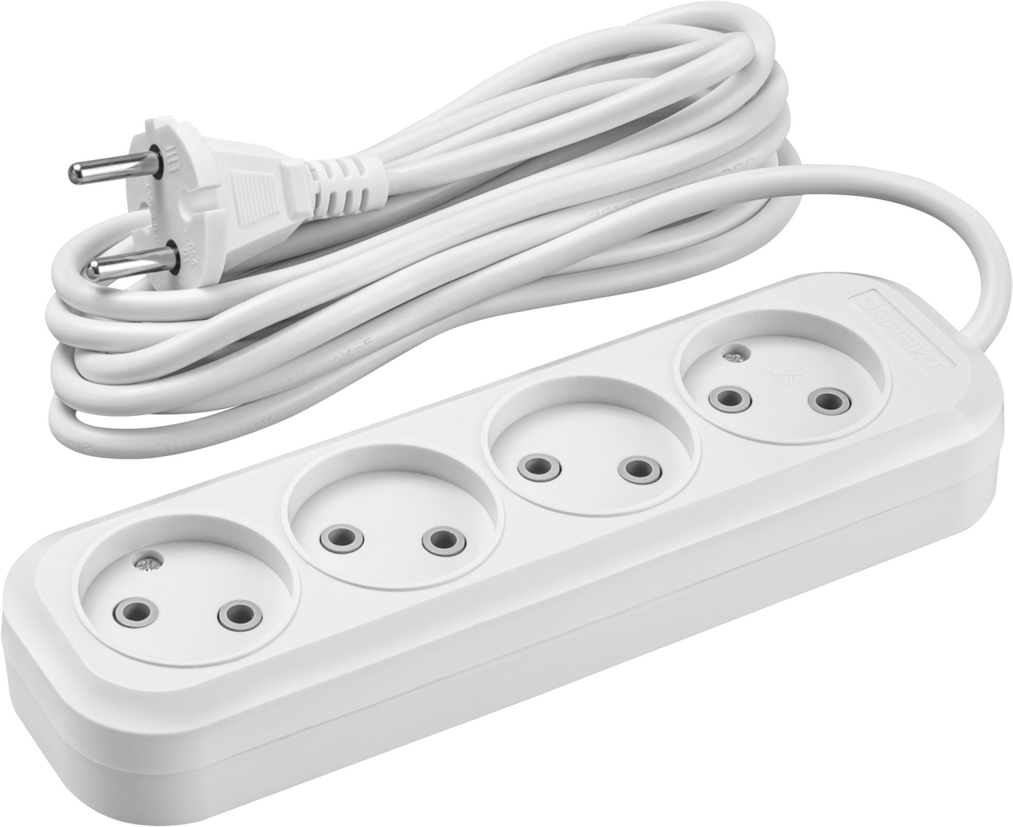 Удлинитель бытовой OPE-S-04-300-X-2x1 без заземления 4 розетки 3м ПВС 2х1 2200Вт