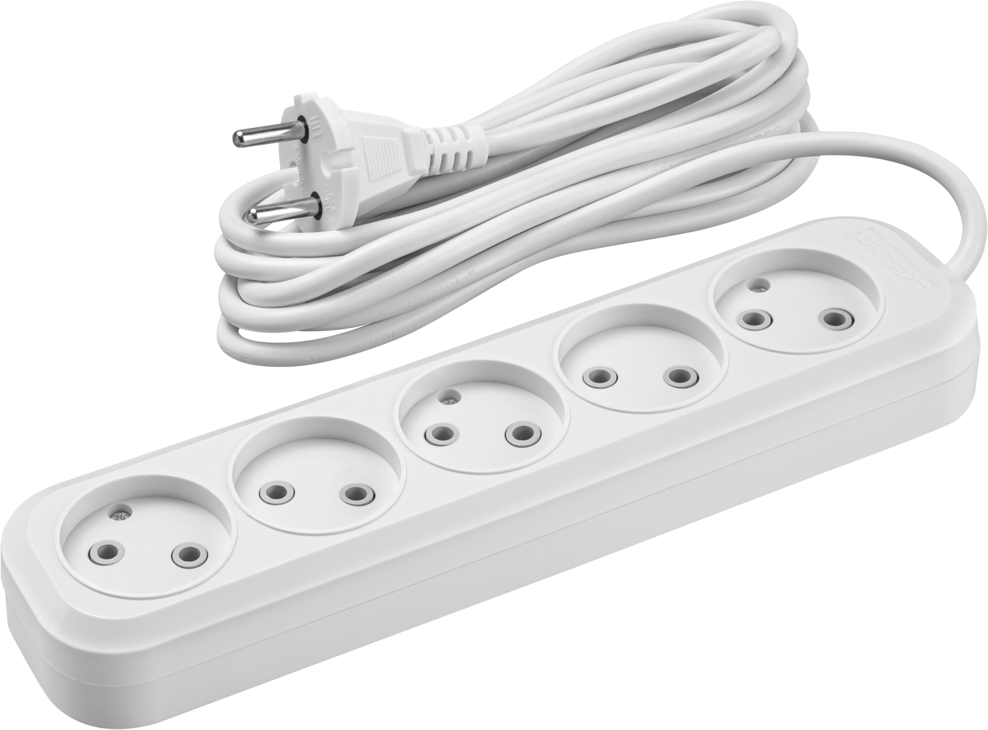 Удлинитель бытовой OPE-S-05-500-X-2x1 без заземления 5 розеток  5м ПВС 2х1 2200Вт